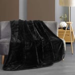 Mink Faux Fur Throw Black Colour Extra Large - King Size 200cm x 240cm