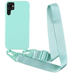 Galful Collier Coque pour Samsung Galaxy A54 avec Cordon 6.4’’,Samsung A54 Etui avec Collier Réglable Téléphone Étui Portable Lanyard Case Antichoc Coque A54 Silicone TPU Bumper,Vert Menthe