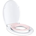 TODOT Abattant WC Familial, Lunette de Toilette avec Siège Enfant Magnétique, Frein de Chute et Charnière Réglable, Abattant WC en Polyéthylène pour