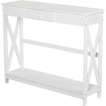 Homcom - Console style table de drapier néo-rétro tiroir + étagère dim. 100L x 30l x 81H cm mdf blanc