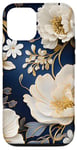 Coque pour iPhone 13 Fleur florale bleu marine