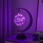 Dekorativa LED-lampor i form av stjärna, måne, äpple - Julbelysning, födelsedagspresent, handgjord hamparep, USB, järn, nattlampa Purple-ball USB type