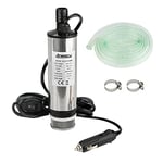 Pompe à Huile 12V,Pompe Carburant Pompe Submersible Acier Inoxydable 51mm,Pompe de Transférer Diesel,Huile,Eau,Pompe de Véhicule avec Allume-cigarette,Filtre Amovible,3m Cordon D'alimentation & Tuyau