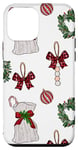 Coque pour iPhone 12 mini Green White and Red Christmas Ornaments Aesthetic Xmas