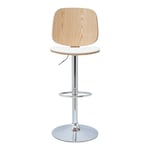 Miliboo - Tabouret de bar ajustable design blanc et bois clair beck