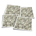 4x Square Stickers 10 cm - US Dollar Bill Currency Money  #13093