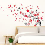 Walplus 150x90 cm Mural Autocollants " Cerise Prune Fleurs et Papillons " Amovible Auto-Adhésif Art Stickers Vinyle Maison Décoration DIY Salon Chambre Bureau Décor Peint Enfants Cadeau, Multicolore