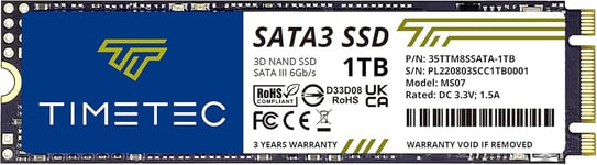 1 to SSD 3D NAND TLC SATA III 6 GB/s M.2 2280 NGFF 512 ToW Vitesse de Lecture jusqu'à 530 Mo/s SLC Cache Performance Boost Disque SSD Interne pour PC Ordinateur Portable et de Bureau