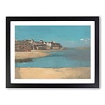 Village By The Sea In Brittany By Odilon Redon Classic Painting Framed Wall Art Print, Ready to Hang Picture for Living Room Bedroom Home Office Décor, Black A4 (34 x 25 cm)