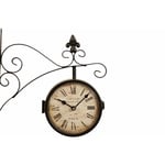 Decoration D ’ Autrefois - Horloge De Gare Ancienne Double Face Jardin de Monceau 16cm - Fer Forgé - Blanc - Blanc