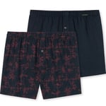 Schiesser 2P Fun Prints Boxer Shorts Marine/Rød bomull XX-Large Herre