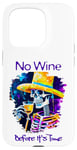 Coque pour iPhone 15 Pro Squelette coloré buvant du vin effrayant connaisseur enologue