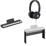 Yamaha P-145 Digital Piano with 88 Graded Hammer Compact Keys bundled with HPH-150 Headphones, and L-100 Wooden Digital Piano Stand