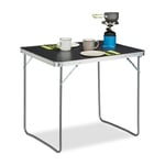 relaxdays Table de Camping, Pliable, en Aluminium et MDF, légère HlP 70 x 80 x 60 cm, argenté, 1 élément