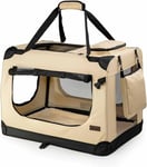 lionto Caisse de Transport Pliable pour Chien Voiture Box Sacoche, (L) 70x52x50 cm Beige