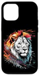 Coque pour iPhone 12/12 Pro Majestic Lion Roaring Colors Art – Graphique animé de la faune