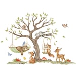 Stickers Muraux Animaux Foret Arbre Autocollants Muraux Mural Stickers Enfants Cerf Renard Pin pour Chambre Enfants Bébé Pépinière