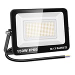 RIGIDON 1 Pcs Outdoor Flood LED Work Light, 150W 15000 Lumens Floodlight, Daylight Warm White Security Lights for Garden Yard Lawn Basketball Football Court Patio Landscape, IP66 Waterproof 4000K