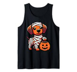 Funny Adorable Puppy Wrapped Mummy Zombie Halloween Cute Dog Tank Top