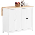 KNL10-WN îlot Central de Cuisine Buffet de Rangement Mange-Debout Placard de Cuisine avec Plans de Travail Rabattable 2 armoires 4 Portes, 102x72x92