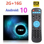 Boitier iptv Décodeur intelligent T95 boîtier TV Android 10 HD WiFi 2.4G et 5G assistant vocal Google lecteur multimédia vidéo 2+16G