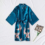 Mode Satin Robe Femme Peignoir Sexy Femme Soie Kimono Mariée Robe De Chambre Vêtements De Nuit Nuit Grandir pour Les Femmes 4XL Bleu Lac Livraison Gratuite