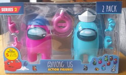 Among Us Series 2 Action Figures 2Pk Toy Crewmate Figure 11cm - Pink & Turquoise