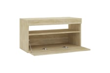 TV-benk med LED-lys sonoma eik 75x35x40 cm - Brun & mediabenk