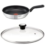 Tefal Comfort Max Stainless Steel 20 cm Non-Stick Frying Pan with 20 cm Compatible Glass Lid Bundle