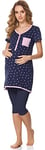 Bellivalini Pyjama Grossesse Ensemble Haut et Leggings Allaitement Maternité Femme BLV50-126 (Bleu Marine Pointillé/Bleu Marine, XL)