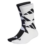 adidas Unisex AEROREADY Crew Logo Brand Love Socks 2 Pairs, White/Black, 8.5-10