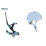 Globber Jeunesse Unisexe Trottinette, Bleu Acier, Taille Unique & Kids Helmet XXS/XS - Casque de Protection pour Les Enfants et Les Tout-Petits, Bleu Pastel