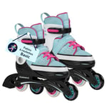 HUDORA Patins à Roues alignées Basic Bleu/Menthe - Patins pour Enfants & Adolescents en différentes Tailles - Patins à roulettes Ajustables jusqu'à 4 Tailles - Idéal comme modèle de départ