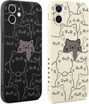 2 Pi Ces Coque Pour Iphone 12 6,1 Pouces, Tui De Protection Avec Aesthetic Design Motif, Antichoc Silicone Tpu Anti-Rayures Housse Etui Bumper Cover Pour Iphone 12, Chat