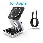 Station De Charge Sans Fil Magnétique De Voyage,Support De Téléphone Pliable,3 En 1,Iphone 15,14,13,12 Pro Max,Apple Watch 8,3/2 - Type For Apple Black