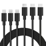 ilikable Lot de 3 Câble USB C vers Lightning Charge Rapide MFi Certifié Cable iPhone USB C 2M pour iPhone 13 12 11 Pro Max X XR XS Max 8 iPad Pro 2018/Air 2019 Cable USB C iPhone Cable-Noir