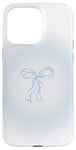 Coque pour iPhone 15 Pro Max Bleu clair Aura Soft Girl Ruban Bow Coquette Esthétique