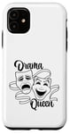 Coque pour iPhone 11 Masques de théâtre comédie et tragédie Drama Queen Black Line