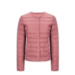 WEIYYY Veste légère en Tissu Mat pour Femme Doudoune Ultra légère pour Femme Coupe-Vent Mince sans col Manteau Chaud et léger, Rose foncé, XXL