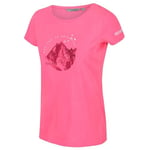 Regatta T- Shirt Technique Manches Courtes 100% Coton BREEZED Respirant avec imprimé Polos/Vests Femme, Neon Pink, FR : 3XL (Taille Fabricant : 22)