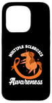 Coque pour iPhone 15 Pro Ruban orange licorne pour sensibilisation à la sclérose en plaques