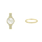 Lacoste Analogue Quartz Watch for Women with Gold Colored Stainless Steel mesh Bracelet - 2001254 Women's DEXTRA Collection Bangle Bracelet - 2040023