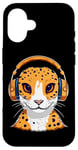 iPhone 16 Leopard Gecko with Headphones Music Funny Case