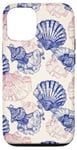 iPhone 14 Pro Pink Blue ink Seashell Starfish Ocean Beach Sea Case