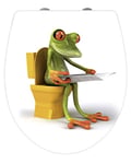 WENKO Abattant WC original Frog, abattant WC avec frein de chute, fixation inox clipsable, Duroplast acrylique, 39x45 cm, multicolore