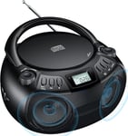 Lecteur Cd Portable Boombox Poste Radio Cd Boombox Haut-Parleur Stéréo Avec Radio Am/Fm Bluetooth Lecture Mp3 Usb Entrée Aux 3,5 Mm Pr Casque Écran Lcd