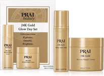 PRAI Beauty 24K Gold Golden Glow Day Set - Wrinkle Repair Serum (15ml) & Wrinkl