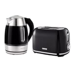 Geepas 1.7L Illuminating Electric Kettle & 2 Slice Bread Toaster Combo Set Black