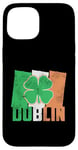 iPhone 15 Shamrock Clover On Vintage Irish Flag Dublin Ireland Pride Case