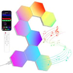 Panneau LED Hexagonal Gaming Murale Lampe— 8pcs Smart Music Sync Deco Modulaires RGB Lights App&Télécommande Contrôle Gaming Setup DIY Creative Appliques Murales